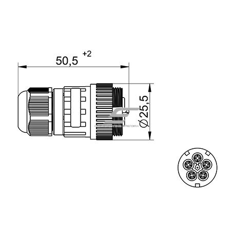 Connector | socket for cables WP5/H | 0.5–1.5mm² | 4P+PE | sealed IP68 3