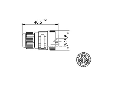 Jungtis | kištukas elektros kabeliams-laidams WP3/M | 0.5-2.5mm2 | 2P+PE | hermetinė IP68 2 Jungtis | kištukas elektros kabeliams-laidams WP3/M | 0.5-2.5mm2 | 2P+PE | hermetinė IP68 2