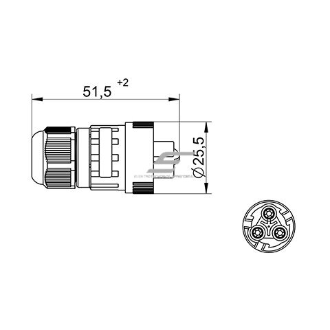 Złącze | gniazdo do kabli WP3/HEM | 0.5–2.5mm² | 2P+PE | hermetyczne IP68 1 Złącze | gniazdo do kabli WP3/HEM | 0.5–2.5mm² | 2P+PE | hermetyczne IP68 1