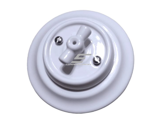 Jungiklis pasukamas 10A | 230V | potinkinis | keramikinis | retro stiliaus | baltas 2