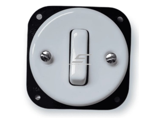 Jungiklis 1 klavišo 10A | 230V | potinkinis | keramikinis | retro stiliaus | baltas
