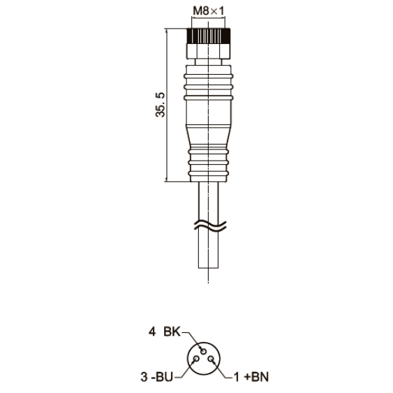 Ühenduskaabel andurile | sensorile | M8 | 3-pin | 4A | 60VAC/DC | sirge | 5m PVC kaabel | IP67 1 Ühenduskaabel andurile | sensorile | M8 | 3-pin | 4A | 60VAC/DC | sirge | 5m PVC kaabel | IP67 1