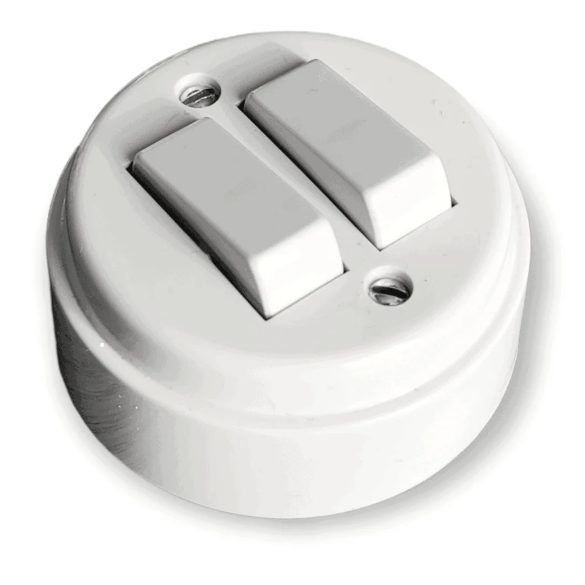 2-gang switch 10A | 230V | surface-mounted | plastic | retro style | white 2-gang switch 10A | 230V | surface-mounted | plastic | retro style | white