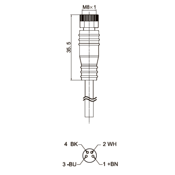 Savienojuma kabelis sensoram | devējam | M8 | 4 kontakti | 4A | 60VAC/DC | taisns | 5m PU kabelis | IP67 1 Savienojuma kabelis sensoram | devējam | M8 | 4 kontakti | 4A | 60VAC/DC | taisns | 5m PU kabelis | IP67 1