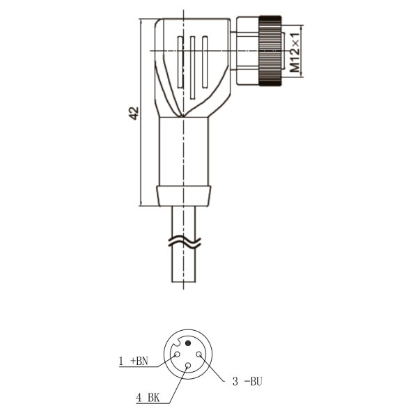 Savienojuma kabelis sensoram | devējam | M12 | 3 kontakti | 4A | 250VAC/DC | leņķa veida | 2m PVC kabelis | IP67 1