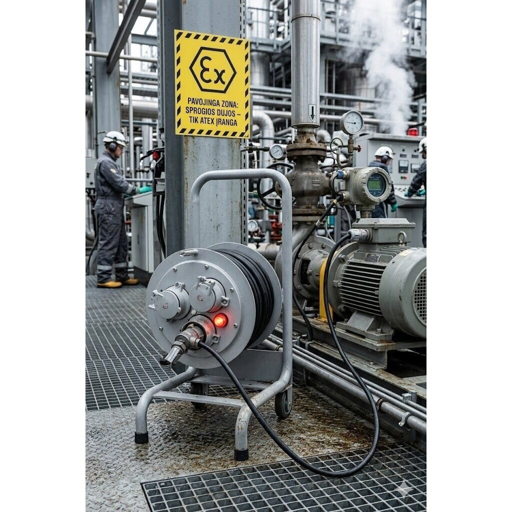 Sprādziendroša kabeļa spole | drošai elektroapgādei | 50 m | IP65 | 3 dzīslu | gumijas izolācija 1 Sprādziendroša kabeļa spole | drošai elektroapgādei | 50 m | IP65 | 3 dzīslu | gumijas izolācija 1