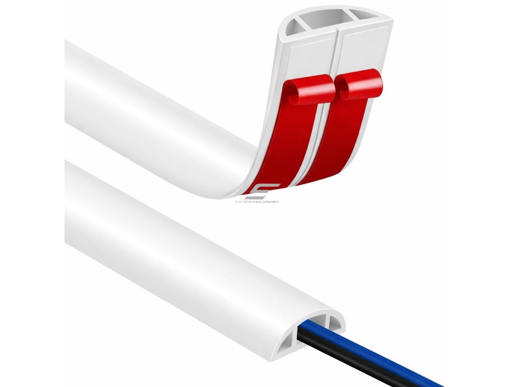 Kabelių kanalas su lipnia juosta | lankstus PVC plastikas | 30 mm | karpomas | 3 m | balta