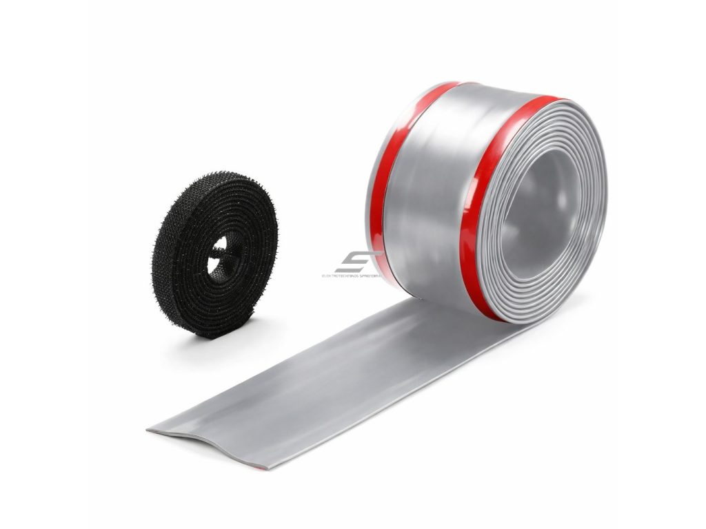 Kabelių kanalas su lipnia juosta | lankstus PVC plastikas | 30x55 mm | karpomas | 5 m | pilka