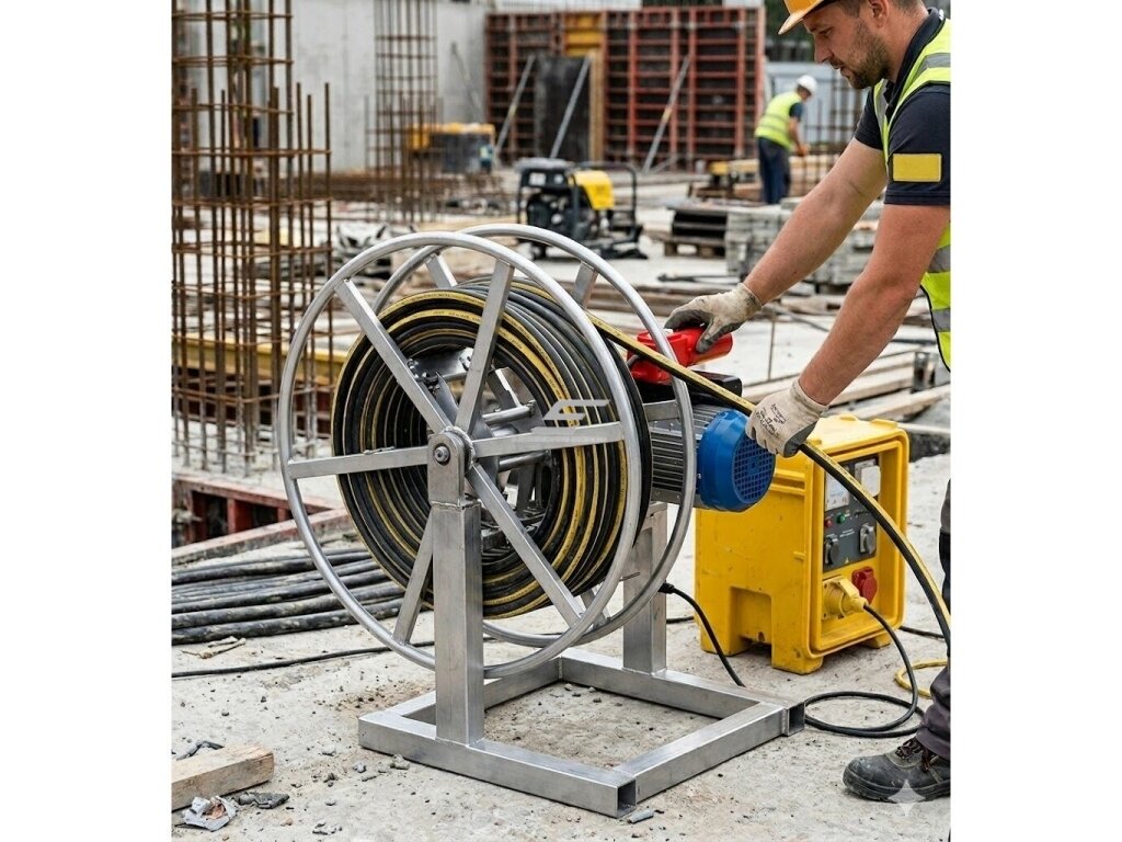 Motorizuotas kabelio būgnas | automatinis kabelių vyniojimas | 1500W | 380V | 60kg | iki 40m/min | metalinis korpusas | pramoninis | statyboms 2 Motorizuotas kabelio būgnas | automatinis kabelių vyniojimas | 1500W | 380V | 60kg | iki 40m/min | metalinis korpusas | pramoninis | statyboms 2