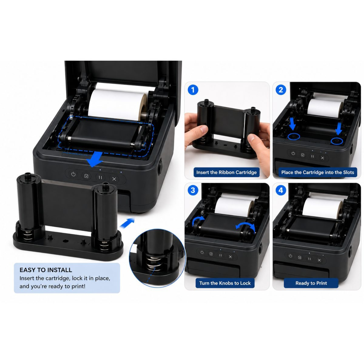 Thermal printer ribbon for labels | black | 50mm x 32m | for cable and wire marking | for thermal transfer label printers 2