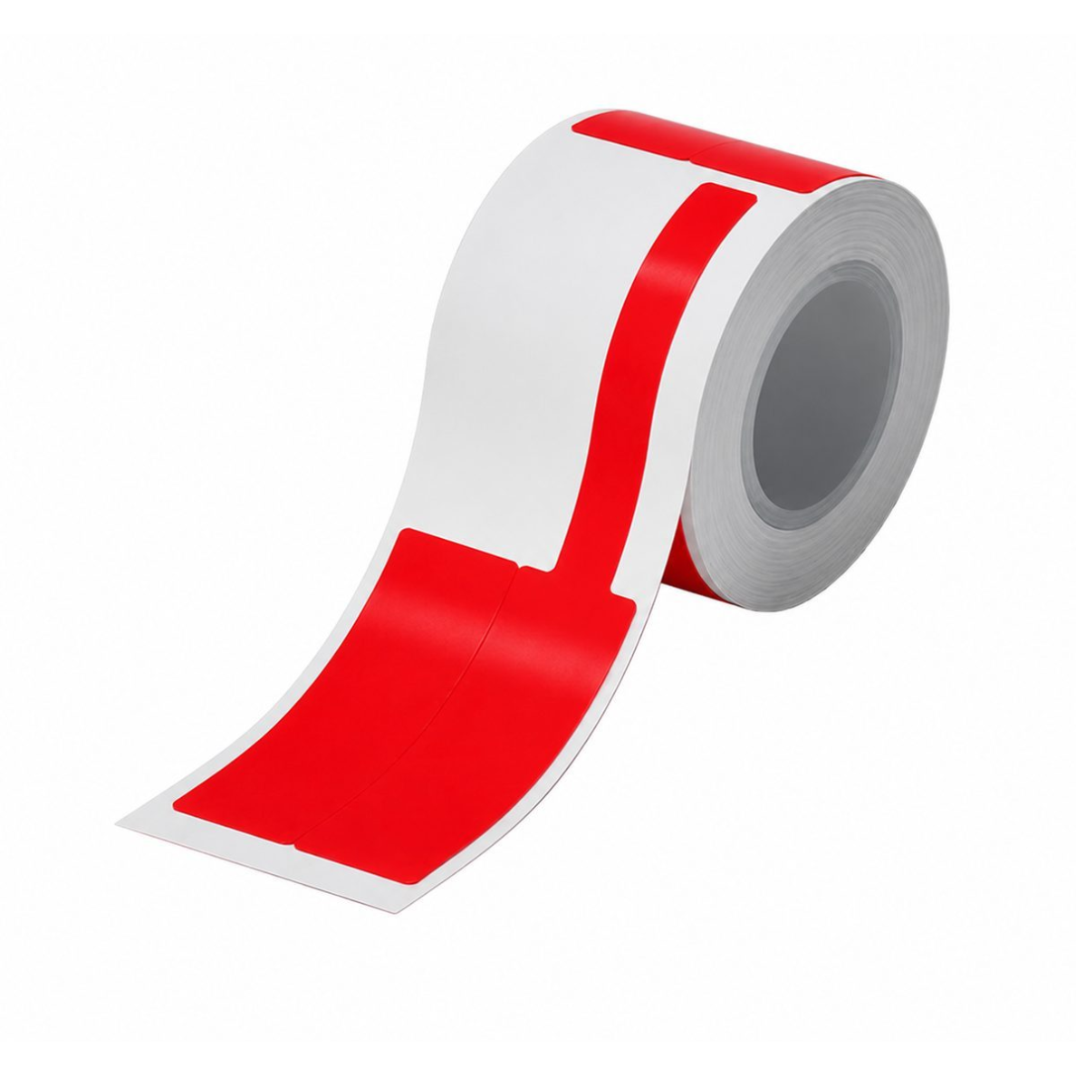 Kabeļu marķēšanas etiķete | F tipa "karodziņa" forma | 30x45 + 50 mm | sarkana | 160 gab./rullī | termiskā | kabeļu un vadu marķēšanai Kabeļu marķēšanas etiķete | F tipa "karodziņa" forma | 30x45 + 50 mm | sarkana | 160 gab./rullī | termiskā | kabeļu un vadu marķēšanai