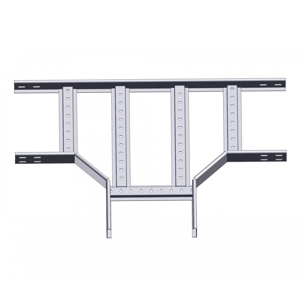 Horizontal T-shaped connector for ladder type cable trays | 400x60 mm | 1.5 mm steel | hot-dip galvanized Horizontal T-shaped connector for ladder type cable trays | 400x60 mm | 1.5 mm steel | hot-dip galvanized