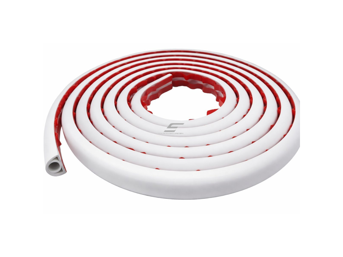 Kabelių kanalas su lipnia juosta | lankstus PVC plastikas | 40mm | karpomas | 3m | balta