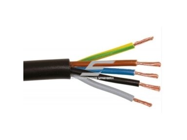 Guminis lankstus elektros energijos tiekimo kabelis | 5×4 mm² | 300/500 V AC | 5 gyslos | 60 °C | H05RR-F 5x4 Guminis lankstus elektros energijos tiekimo kabelis | 5×4 mm² | 300/500 V AC | 5 gyslos | 60 °C | H05RR-F 5x4