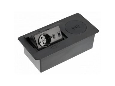 Kištukinių lizdų blokas | montuojamas į baldus | užsidarantis | 1xSchuko | 2xUSB-A+C | belaidė įkrovimo stotelė | 240x119x72mm | 1,5m kabelis | juodas | AE-PB1SAVAP-20 | 5902801355349 Kištukinių lizdų blokas | montuojamas į baldus | užsidarantis | 1xSchuko | 2xUSB-A+C | belaidė įkrovimo stotelė | 240x119x72mm | 1,5m kabelis | juodas | AE-PB1SAVAP-20 | 5902801355349
