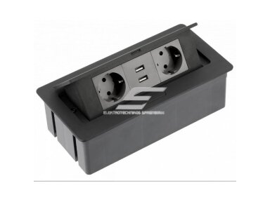 Kištukinių lizdų blokas | montuojamas į baldus | užsidarantis | 2xSchuko | 2xUSB-A | 240x120x73mm | 1,5m kabelis | juodas | AE-PBSUC2GS-20N | 5902801281693 Kištukinių lizdų blokas | montuojamas į baldus | užsidarantis | 2xSchuko | 2xUSB-A | 240x120x73mm | 1,5m kabelis | juodas | AE-PBSUC2GS-20N | 5902801281693