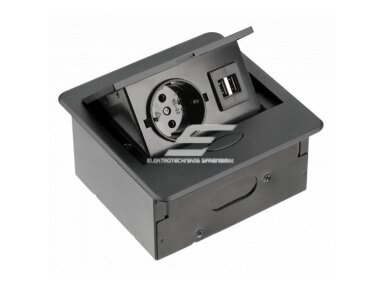 Kištukinių lizdų blokas | montuojamas į baldus | užsidarantis | 1xSchuko | 2xUSB-A | 135x135x109mm | 1,5m kabelis | juodas | AE-PB1SAVA-20 | 5902801349706 Kištukinių lizdų blokas | montuojamas į baldus | užsidarantis | 1xSchuko | 2xUSB-A | 135x135x109mm | 1,5m kabelis | juodas | AE-PB1SAVA-20 | 5902801349706