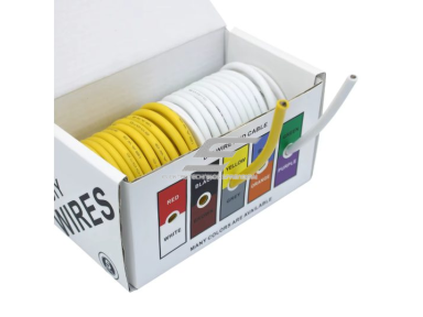 Karščiui ir šalčiui atsparus silikoninis elektros kabelis | 14AWG (~3.5 mm²) | 20 m | alavuotas varis | IP65 | -60…+200°C | geltona + balta Karščiui ir šalčiui atsparus silikoninis elektros kabelis | 14AWG (~3.5 mm²) | 20 m | alavuotas varis | IP65 | -60…+200°C | geltona + balta