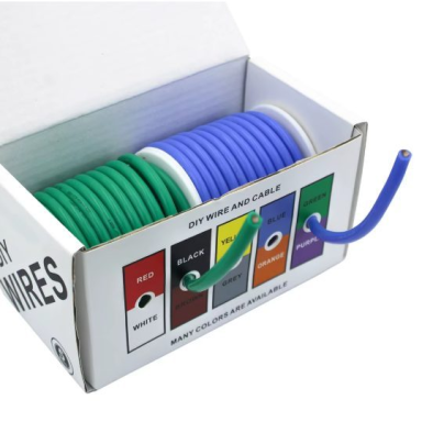 Heat and cold resistant silicone electrical cable | 14AWG (~3.5 mm²) | 20 m | tinned copper | IP65 | -60…+200°C | green + blue Heat and cold resistant silicone electrical cable | 14AWG (~3.5 mm²) | 20 m | tinned copper | IP65 | -60…+200°C | green + blue