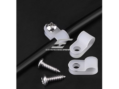 Laikiklis laidui | kabeliui | R tipo | 3/8R (10mm) | apvalūs | balti | 100 vnt. 1 Laikiklis laidui | kabeliui | R tipo | 3/8R (10mm) | apvalūs | balti | 100 vnt. 1