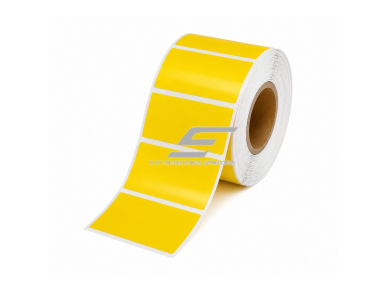 Kabelio žymėjimo etiketė | 30x15 + 27mm | geltona | 500 vnt/rul. | laidų ir kabelių ženklinimui Kabelio žymėjimo etiketė | 30x15 + 27mm | geltona | 500 vnt/rul. | laidų ir kabelių ženklinimui