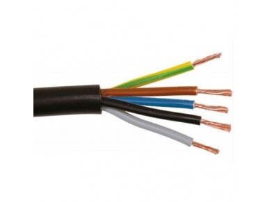 Guminis lankstus elektros energijos tiekimo kabelis | 5×4 mm² | 300/500 V AC | 5 gyslos | 60 °C | H05RR-F 5x4 Guminis lankstus elektros energijos tiekimo kabelis | 5×4 mm² | 300/500 V AC | 5 gyslos | 60 °C | H05RR-F 5x4