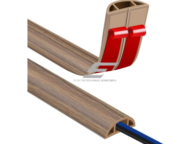 Kabelių kanalas su lipnia juosta | lankstus PVC plastikas | 50 mm | karpomas | 3 m | tamsiai rudos medžio tekstūros Kabelių kanalas su lipnia juosta | lankstus PVC plastikas | 50 mm | karpomas | 3 m | tamsiai rudos medžio tekstūros