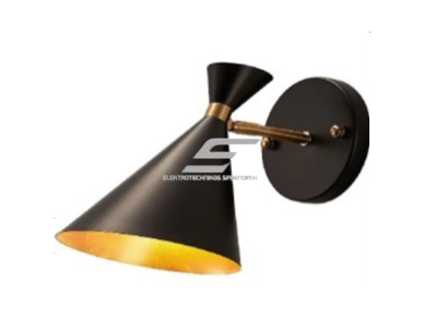 Šviestuvas tvirtinamas ant sienos | E27 | 1x35W | 230V | Ø240x270mm | be lempučių | IP20 | juodas korpusas | auksinis vidus Šviestuvas tvirtinamas ant sienos | E27 | 1x35W | 230V | Ø240x270mm | be lempučių | IP20 | juodas korpusas | auksinis vidus