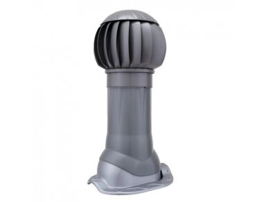 Rotacinis deflektorius D160 su padu | metalinei stogo dangai | komplektas su izoliuota anga | ABS | pilkas Rotacinis deflektorius D160 su padu | metalinei stogo dangai | komplektas su izoliuota anga | ABS | pilkas