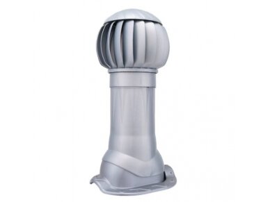 Rotacinis deflektorius D160 su padu | metalinei stogo dangai | komplektas su izoliuota anga | ABS | sidabrinis