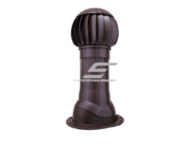 Rotacinis deflektorius D160 su padu | metalinei stogo dangai | komplektas su izoliuota anga | ABS | rudas Rotacinis deflektorius D160 su padu | metalinei stogo dangai | komplektas su izoliuota anga | ABS | rudas