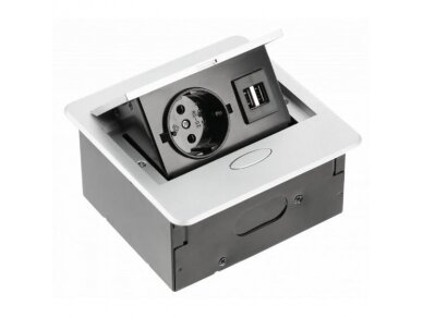 Kištukinių lizdų blokas | montuojamas į baldus | užsidarantis | 1xSchuko | 2xUSB-A | 135x135x109mm | 1,5m kabelis | sidabrinis | AE-PB1SAVA-53 | 5902801349713 Kištukinių lizdų blokas | montuojamas į baldus | užsidarantis | 1xSchuko | 2xUSB-A | 135x135x109mm | 1,5m kabelis | sidabrinis | AE-PB1SAVA-53 | 5902801349713