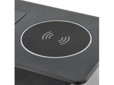 Kištukinių lizdų blokas | montuojamas į baldus | užsidarantis | 1xSchuko | 2xUSB-A+C | belaidė įkrovimo stotelė | 240x119x72mm | 1,5m kabelis | juodas | AE-PB1SAVAP-20 | 5902801355349 1