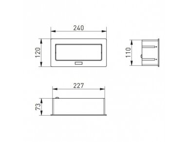 Kištukinių lizdų blokas | montuojamas į baldus | užsidarantis | 2xSchuko | 2xUSB-A | 240x120x73mm | 1,5m kabelis | sidabrinis | AE-PBSUC2GS-53 | 5902801252235 1