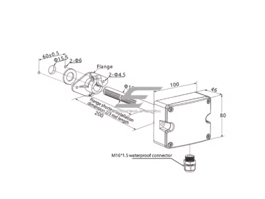 Kanalinis CO2 jutiklis | anglies dioksido koncentracijos matuoklis | RS485 / 4-20mA / 0-10V | 16-30VDC | IP65 2
