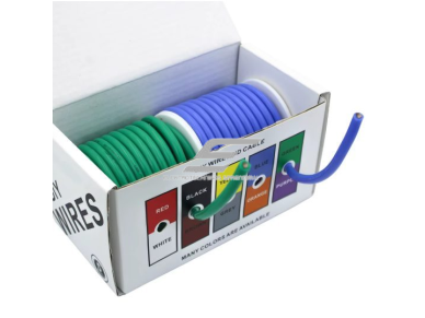 Karščiui ir šalčiui atsparus silikoninis elektros kabelis | 14AWG (~3.5 mm²) | 20 m | alavuotas varis | IP65 | -60…+200°C | žalia + mėlyna Karščiui ir šalčiui atsparus silikoninis elektros kabelis | 14AWG (~3.5 mm²) | 20 m | alavuotas varis | IP65 | -60…+200°C | žalia + mėlyna