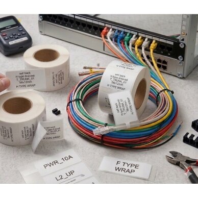 Cable marking label | F type double-sided | 25x38 + 38mm | white | 400 pcs/roll | for wire and cable marking 1