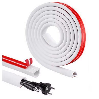 Cable duct with adhesive tape | flexible PVC plastic | 15x10 mm | cuttable | 3 m | white Cable duct with adhesive tape | flexible PVC plastic | 15x10 mm | cuttable | 3 m | white