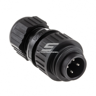Industrial cable connection connector | 4 contacts (4P) | sealed | IP67 | round | plug (male) | nylon housing