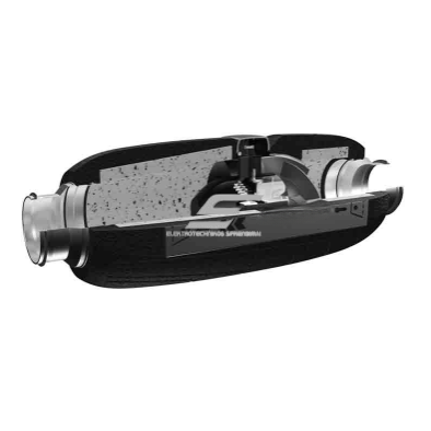 Шумоизолированный канальный вентилятор смешанного потока | D125 | 355 м³/ч | 50 Вт | 230 В | 2 скорости | 690×233×236 мм | IPX4 | чёрный | ESLP22881 3