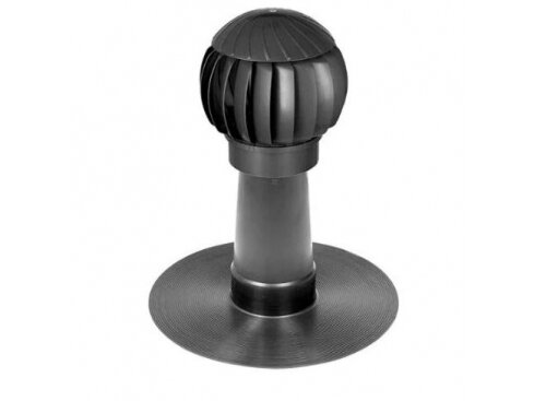 Stogo aeratorius D160 | rotacinis | plokščiam ir bituminiam stogui | ABS | juodas