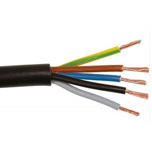 Kummist paindlik elektritoitekaabel | 5×4 mm² | 300/500 V AC | 5 soont | 60 °C | H05RR-F 5x4 Kummist paindlik elektritoitekaabel | 5×4 mm² | 300/500 V AC | 5 soont | 60 °C | H05RR-F 5x4