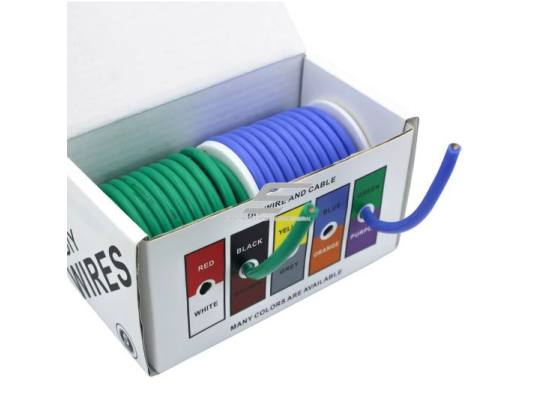 Karščiui ir šalčiui atsparus silikoninis elektros kabelis | 14AWG (~3.5 mm²) | 20 m | alavuotas varis | IP65 | -60…+200°C | žalia + mėlyna Karščiui ir šalčiui atsparus silikoninis elektros kabelis | 14AWG (~3.5 mm²) | 20 m | alavuotas varis | IP65 | -60…+200°C | žalia + mėlyna