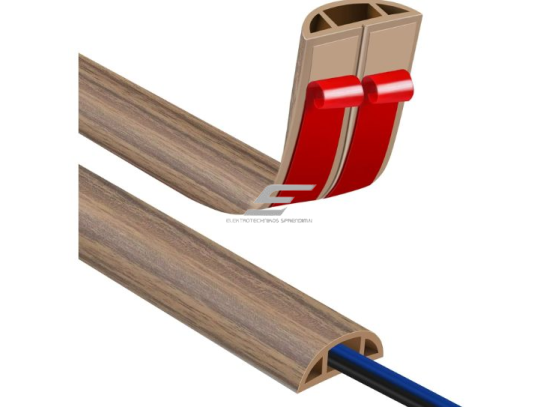 Kabelių kanalas su lipnia juosta | lankstus PVC plastikas | 30 mm | karpomas | 1 m | tamsiai rudos medžio tekstūros Kabelių kanalas su lipnia juosta | lankstus PVC plastikas | 30 mm | karpomas | 1 m | tamsiai rudos medžio tekstūros