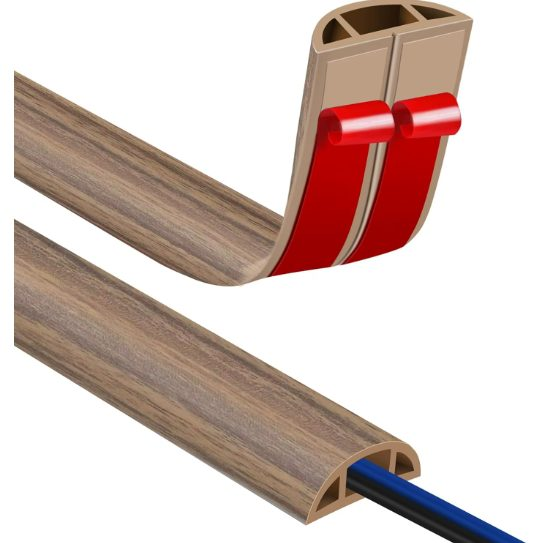 Cable duct with adhesive tape | flexible PVC plastic | 20 mm | cuttable | 3 m | dark brown wood texture Cable duct with adhesive tape | flexible PVC plastic | 20 mm | cuttable | 3 m | dark brown wood texture