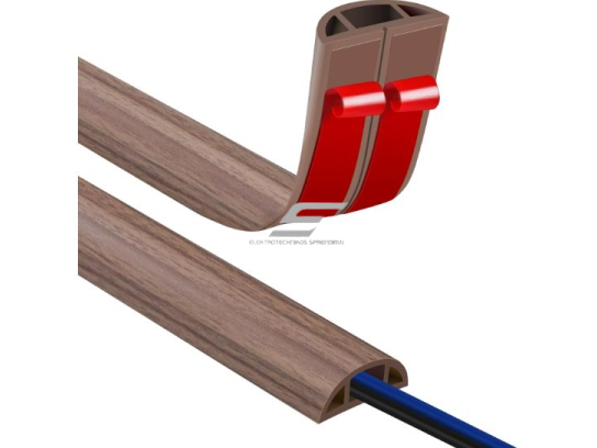 Kabelių kanalas su lipnia juosta | lankstus PVC plastikas | 20 mm | karpomas | 3 m | rudos medžio tekstūros Kabelių kanalas su lipnia juosta | lankstus PVC plastikas | 20 mm | karpomas | 3 m | rudos medžio tekstūros