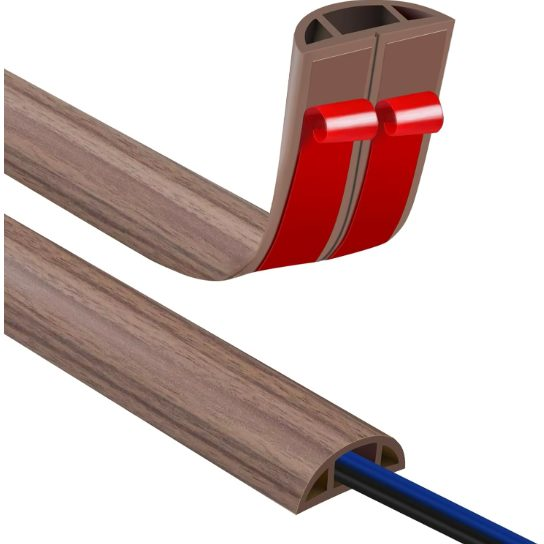 Kanał kablowy z taśmą klejącą | elastyczny plastik PVC | 30 mm | przycinany | 1 m | brązowa faktura drewna