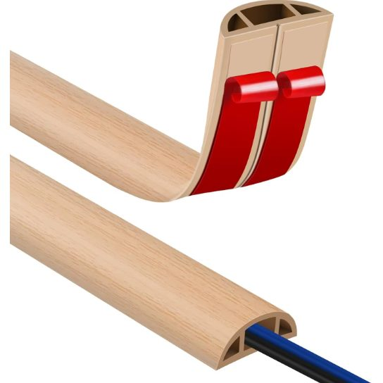 Kanał kablowy z taśmą samoprzylepną | elastyczny plastik PVC | 50 mm | możliwość przycinania | 3 m | faktura drewna