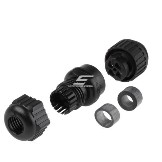 Industrial cable connection connector | 4 contacts (4P) | sealed | IP67 | round | plug (male) | nylon housing 1