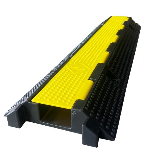 Cable protective ramp | 1 channel | rubber cable protection ramp | 1000x250x60 mm | yellow/black | for indoor and outdoor use Cable protective ramp | 1 channel | rubber cable protection ramp | 1000x250x60 mm | yellow/black | for indoor and outdoor use